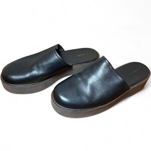 Vince Anton Black Leather Platform Mules